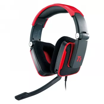 Thermaltake Tt eSPORTS SHOCK žaidimų ausinės - Royal Red, laidinės 3,5 mm, apgaubiančios ausis, ištraukiamas mikrofonas, sulankstomos