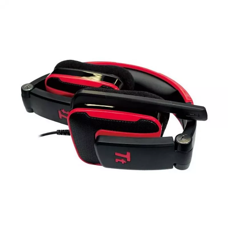 Thermaltake Tt eSPORTS SHOCK žaidimų ausinės - Royal Red, laidinės 3,5 mm, apgaubiančios ausis, ištraukiamas mikrofonas, sulankstomos