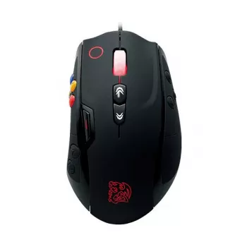 Thermaltake VOLOS juoda lazerinė žaidimų pelė, 6500 DPI, 14 mygtukų, laidinė