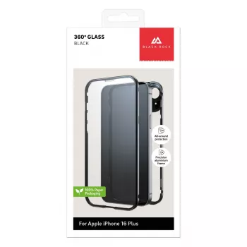 Black Rock Cover 360° stiklinis dėklas Apple iPhone 16 Plus, juodas 00228104