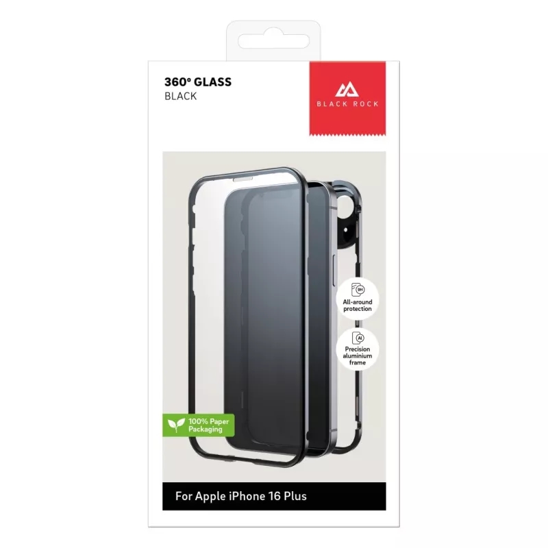 Black Rock Cover 360° stiklinis dėklas Apple iPhone 16 Plus, juodas 00228104