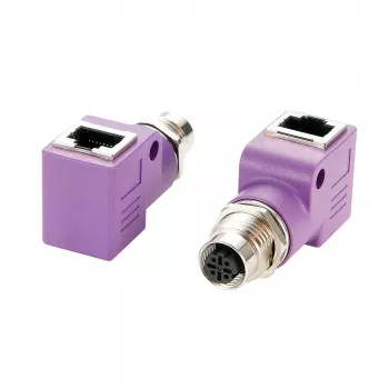 EXSYS EX-49523 M12 D-Code 4-Pin Female to RJ45 Female 90° Industrial Ethernet Adapter