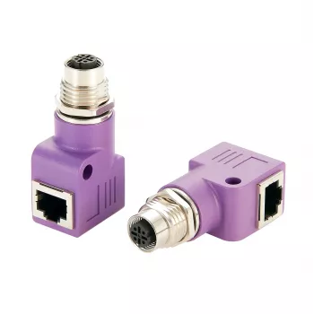 EXSYS EX-49523 M12 D-Code 4-Pin Female to RJ45 Female 90° Industrial Ethernet Adapter