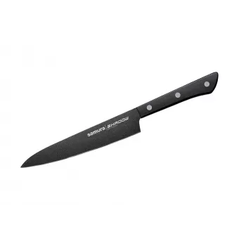 SAMURA Shadow universalus peilis 150mm AUS-8 nerūdijantis plienas juodas