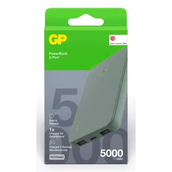 GP PowerBank B+ Series 5000 mAh nešiojamas įkroviklis, samanų žalios spalvos (GPPBB05BGYBSR523)