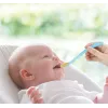Kidsme kūdikių maitinimo šaukštai, 2 vnt., akvamarino spalvos, maistinio silikono, nuo 4 mėn.