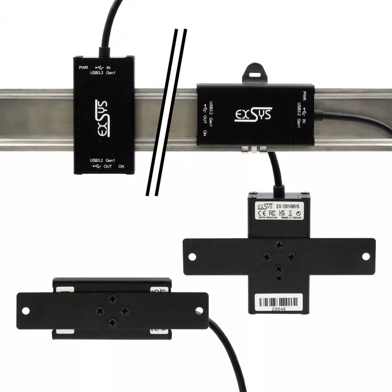 EXSYS EX-1501HMVS-A 1 prievado USB 3.2 Gen 1 pramoninis šakotuvas su 15KV ESD apsauga