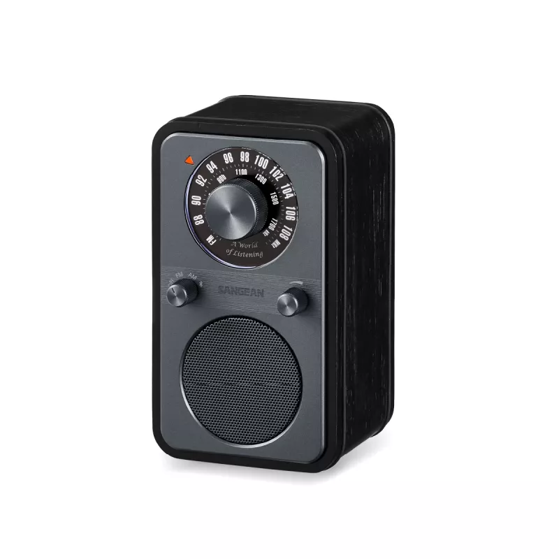 Sangean WR-9 nešiojamas FM/AM radijas, tikro medžio Midnight Oak korpusas, Bluetooth, 8W