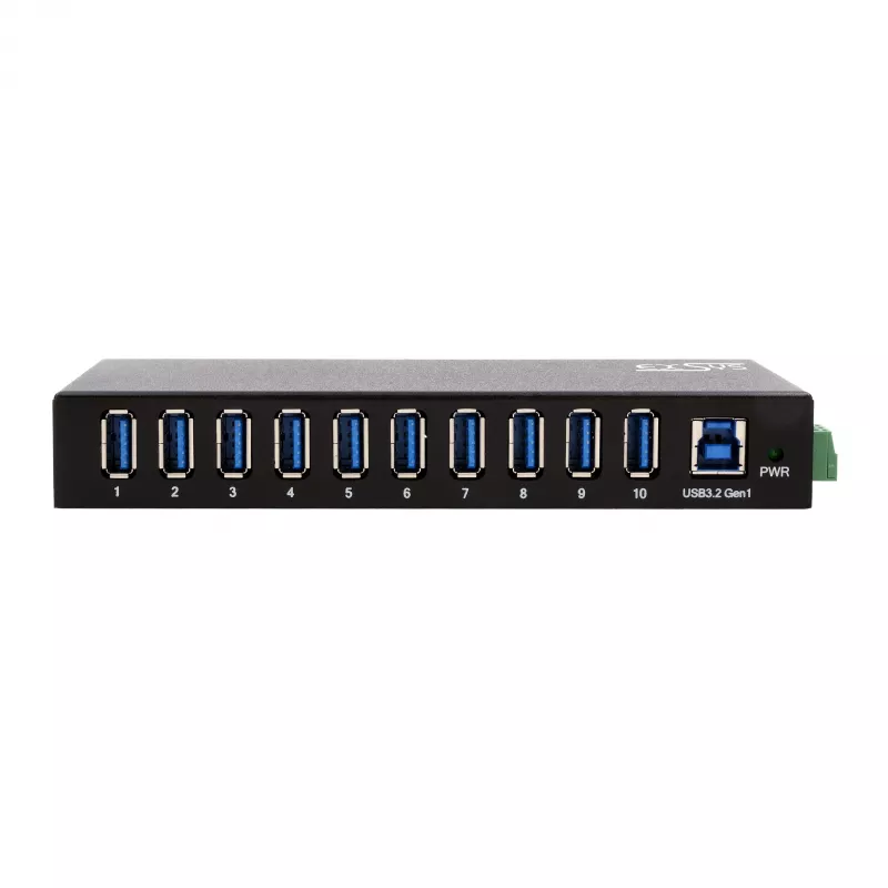 EXSYS EX-11290HMS USB 3.2 Gen 1 10 prievadų šakotuvas su 12V/5A maitinimo šaltiniu