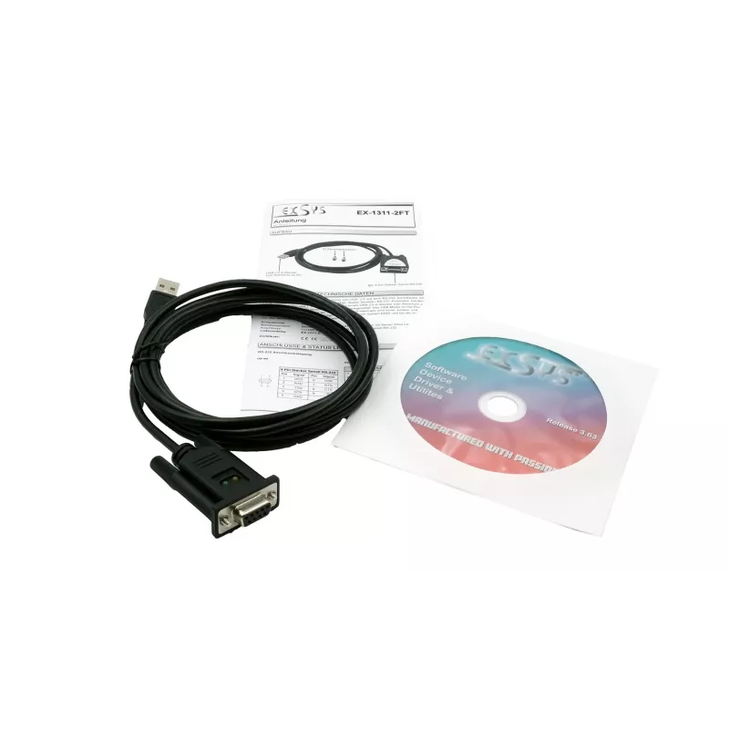 EXSYS EX-1311-2FT USB 2.0 į RS-232 serijinis adapteris, DB9 moteriškas, FTDI lustas, pramoniniam temperatūrų diapazonui
