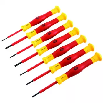 C.K Tools VDE izoliuotų atsuktuvų rinkinys, 7 dalių, plokšti ir Phillips, T4897