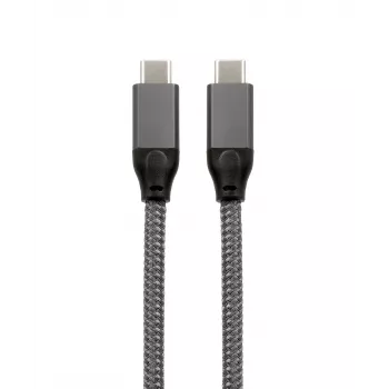 EXSYS EX-K1596-1.0 USB-C į USB-C kabelis, USB 3.2 Gen 2x2, 20 Gbps, 100W PD, pintas, pilkas, 1,0 m