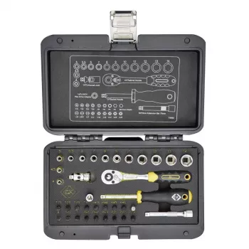 C.K Tools T4660 36 dalių 1/4 colio metrinis galvučių rinkinys su 72 dantų reketu ir antgaliais