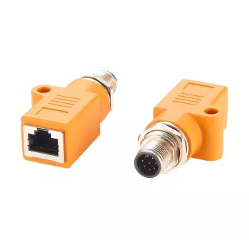 EXSYS M12 A-Coded 8-Pin Male to RJ45 Female Shielded Adapter, IP67, Gigabit, PoE EX-49500