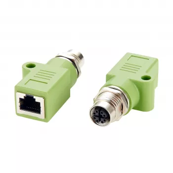 EXSYS M12 X-Coded 8-Pin Female to RJ45 Female Adapter, 10Gbps, IP67, Nikeliu padengti žalvaris EX-49541