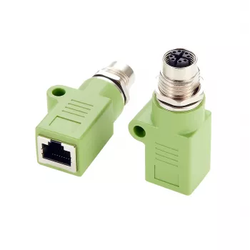 EXSYS M12 X-Coded 8-Pin Female to RJ45 Female Adapter, 10Gbps, IP67, Nikeliu padengti žalvaris EX-49541