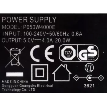 EXSYS 5V 4A 20W AC/DC maitinimo adapteris su 5,5 mm DC lizdu (EX-6982)