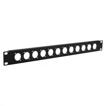 EXSYS EX-49298 19 inch 1U stelažo panelis su 12 D-Type išpjovomis, juodas