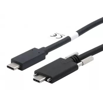 EXSYS USB-C į USB-C 3.2 Gen 2x1 kabelis su fiksavimo varžtais, 2m, juodas EX-K1591V-2.0
