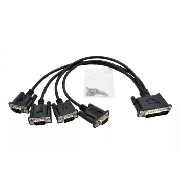 EXSYS EX-OPTC44-9-SM Octopus laidas 4 x 9 kontaktų serijinis RS-232 išskaidymo laidas, HD44 vyriškas į 4x DB9 vyriškus, 0,6 m, juodas