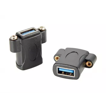 EXSYS EX-49301 USB 3.2 Gen 1 skydelio montavimo adapteris, USB-A moteriškas į USB-A moterišką, 5Gbps, juodas