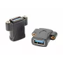 EXSYS EX-49301 USB 3.2 Gen 1 skydelio montavimo adapteris, USB-A moteriškas į USB-A moterišką, 5Gbps, juodas