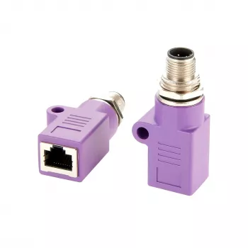 EXSYS EX-49520 M12 D-Code 4-Pin vyriškas į RJ45 moteriškas ekranuotas pramoninis Ethernet adapteris