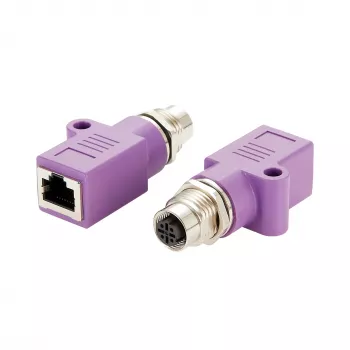 EXSYS M12 D-Code 4-Pin Female to RJ45 Female Industrial Ethernet Adapter EX-49521