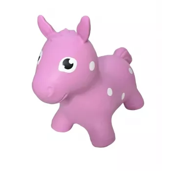 Gerardo's Toys rožinis šokinėjantis arkliukas – šokinėjantis gyvūnas vaikams, patvarus PVC, 50 kg talpa, 28 cm balno aukštis, CE ir EN71 sertifikuotas