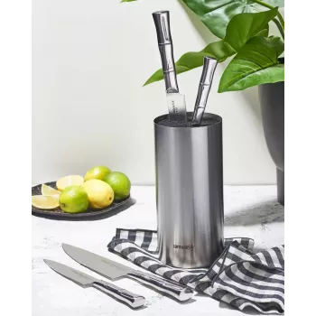 SAMURA KBA-100 magnetinis bambukinis peilių laikiklis, dvipusis, talpina iki 10 peilių, natūralus