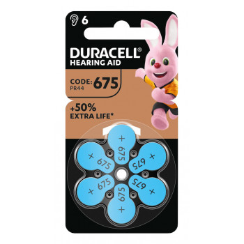 Duracell EasyTab 675 PR44 cinko-oro baterijos klausos aparatams, 6 vnt.