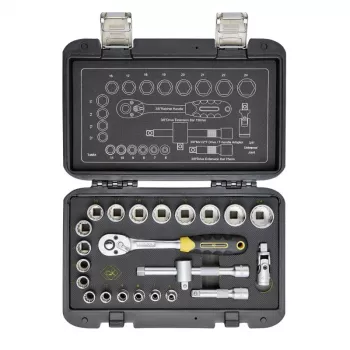 C.K Tools T4661 3/8 inch metrinių galvučių rinkinys su reketu, 23 dalių