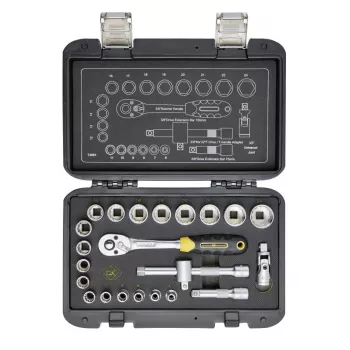 C.K Tools T4661 3/8 inch metrinių galvučių rinkinys su reketu, 23 dalių