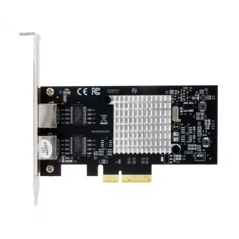 EXSYS EX-60202 dviejų prievadų 1 Gigabit Ethernet PCIe x4 tinklo plokštė su Intel I350-AM2 lustu, 2x RJ45, pridedamas žemo profilio laikiklis
