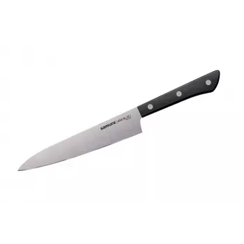 SAMURA Harakiri 8 dalių virtuvinių peilių rinkinys su žirklėmis ir skustuku, AUS-8 plienas, juodos ABS rankenos