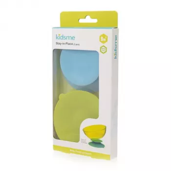 KIDSME Stay-in-Place siurbiamasis padėkliukas dubenėliams, buteliukams ir puodeliams laikyti, 2 vnt., Sky & Lime