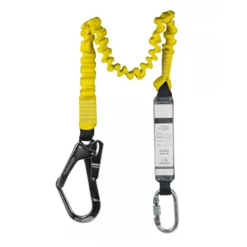 C.K Tools T8008 kritimo stabdymo virvė su energijos absorberiu, 2 m, viena koja, plieninis snap hook ir pastolių kablys, EN 354/355/362