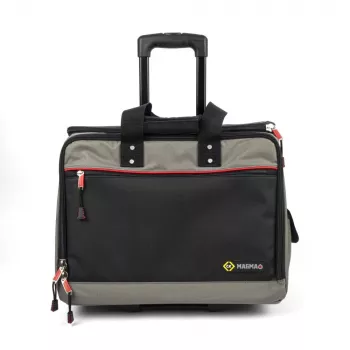 C.K Tools Magma Technicians Rolling Tool Case su ratais, 50+ kišenės, teleskopine rankena, juoda/raudona (MA2652)