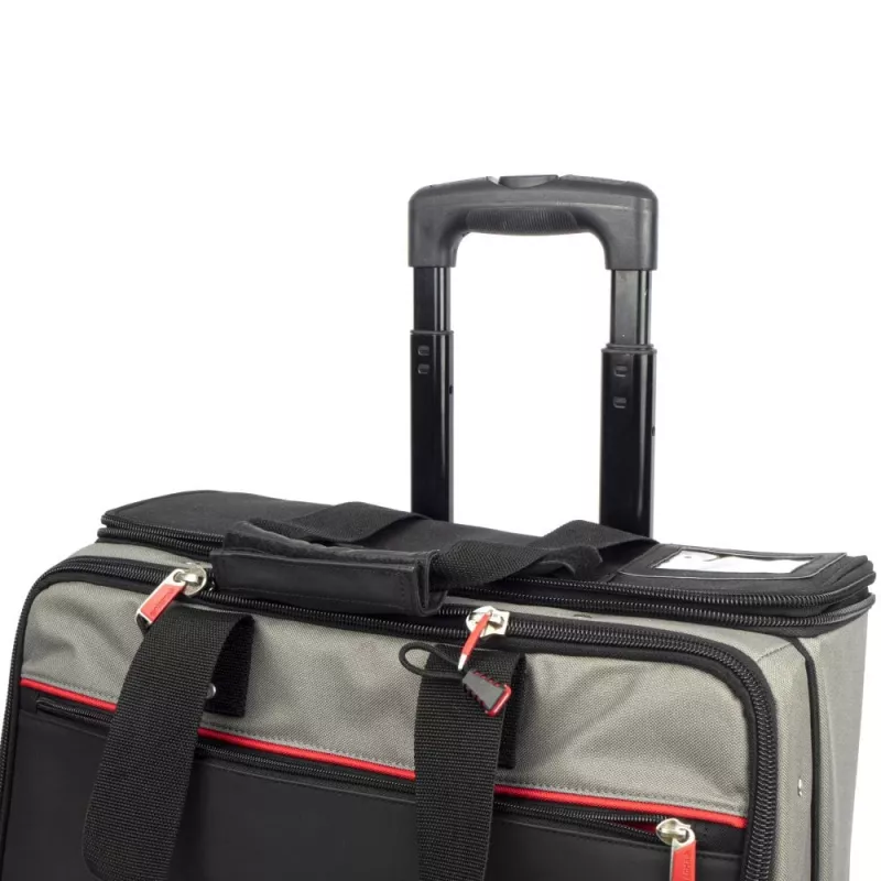 C.K Tools Magma Technicians Rolling Tool Case su ratais, 50+ kišenės, teleskopine rankena, juoda/raudona (MA2652)
