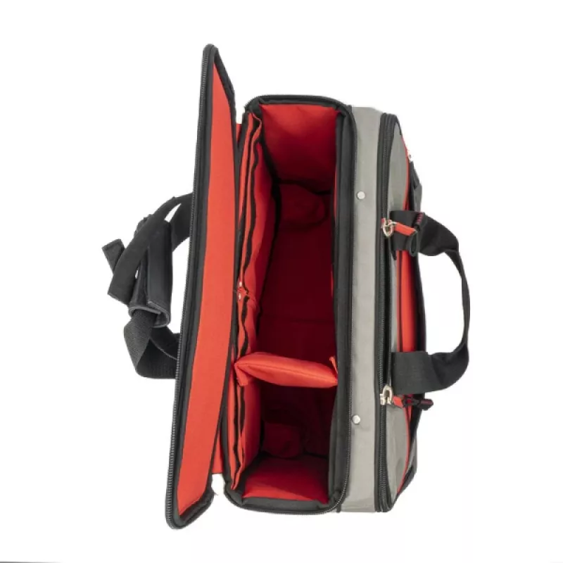 C.K Tools Magma Technicians Rolling Tool Case su ratais, 50+ kišenės, teleskopine rankena, juoda/raudona (MA2652)