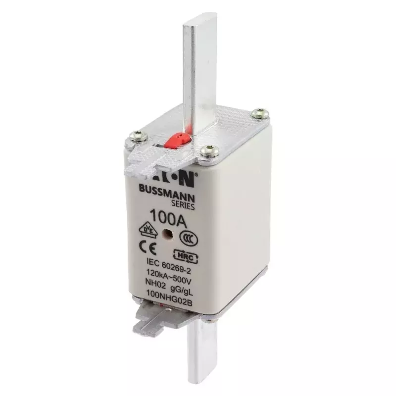Eaton 100NHG02B NH saugiklis D02 100 A 500 V gG su mechaniniu indikatoriumi, 3 vnt. pakuotė