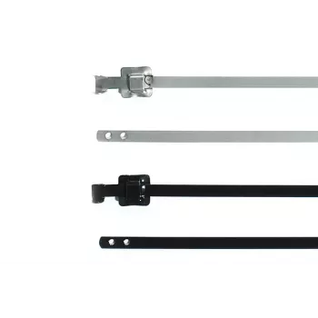 HellermannTyton MLT16SSC5 atsegamas nerūdijančio plieno kabelių raištis su poliesterio danga, juodas, 400 mm x 12,7 mm, 100 vnt. paketas 111-91161