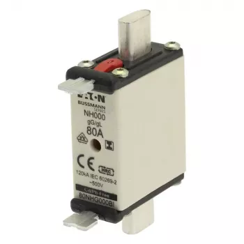 Eaton 80NHG000BI NH saugiklis 80 A 500 V AC dydis 000 su mechaniniu indikatoriumi, 3 vnt.