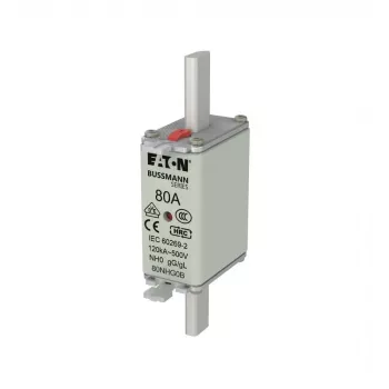 Eaton 80NHG0B NH tipo saugiklis, 0 dydis, 80 A, 500 V AC, gG, mechaniniu indikatoriumi, 3 vnt.