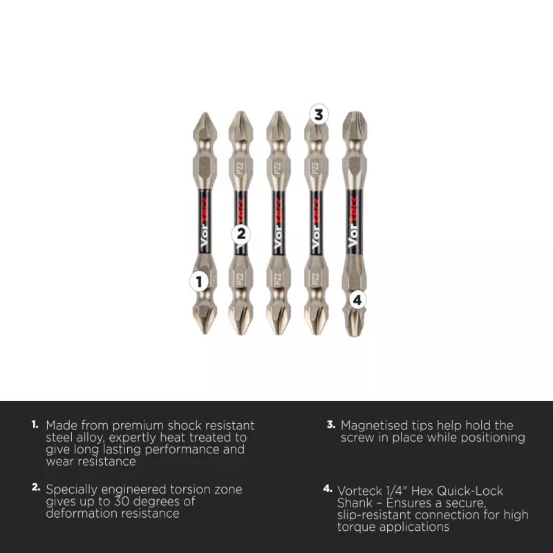 C.K T4481 DEPZML06D5 Pozidriv antgalių rinkinys, 6 vnt., 25 mm, S2 plienas su torsion zona