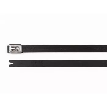 HellermannTyton MBT14HFC-SS316/SP-BK nerūdijančio plieno kabelio raištis, 362 mm x 7,9 mm, juodas poliesterio padengimas, rutulinė spyna, 1 vnt. 111-00295