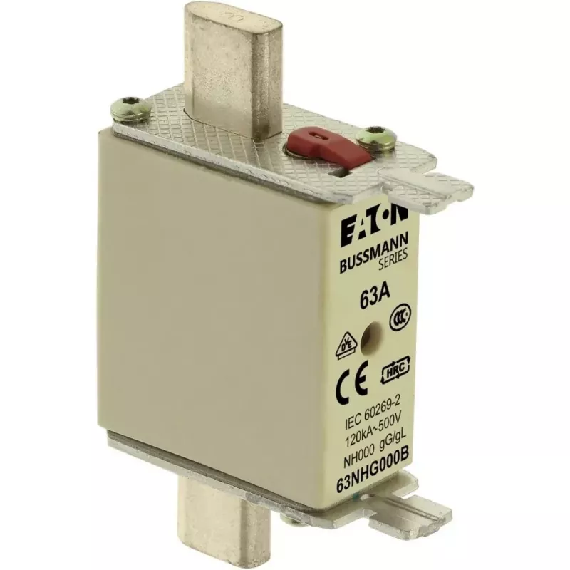 Eaton 63NHG000B NH tipo saugiklis, dydis 0, 63 A, 500 V AC, gG