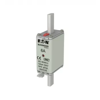 Eaton 6NHG0B NH saugiklis su mechaniniu indikatoriumi, dydis NH0, 6 A, 500 V AC, gG, 3 vnt. pakuotė