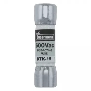 Eaton KTK-15 kasetinis saugiklis, 15 A, 600 V AC/DC, ypač greitai veikiantis, 10 mm x 38 mm, 10 vnt. pakuotė