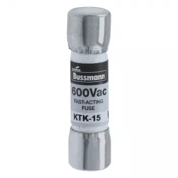 Eaton KTK-15 kasetinis saugiklis, 15 A, 600 V AC/DC, ypač greitai veikiantis, 10 mm x 38 mm, 10 vnt. pakuotė